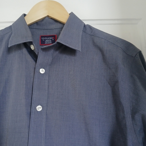 Men's UNTUCKit Men's Button Up Shirt Cotton Sherwood Grey Long Sleeve Shirt - Picture 5 of 16